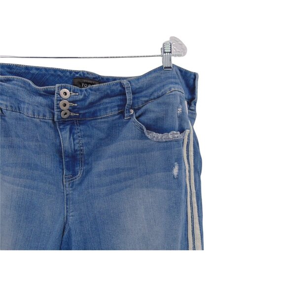 Torrid Premium Side Stripe Jegging Jeans 24 R Plus Regular Distressed Whiskering - Picture 7 of 12